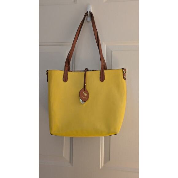 Emma Fox Yellow Handbag Purse w/ Floral Interior, Manmade materials, Spring Boho - Picture 1 of 7